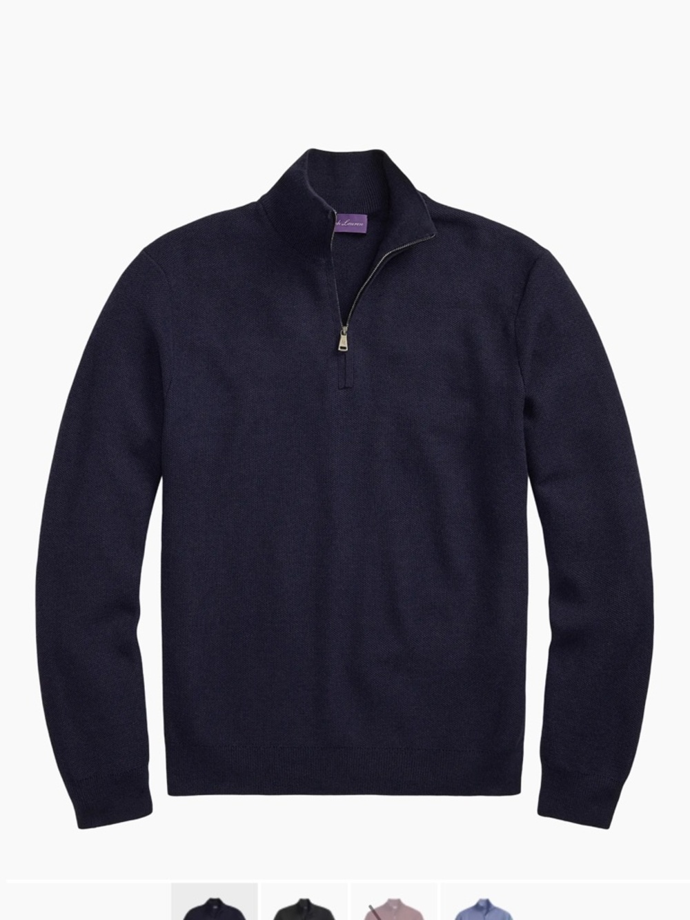 Ralph Lauren Purple Label Navy Half-Zip Wool Sweater FLAW see photos